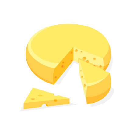 Cheese vector icon in a trendy flat style. Slice and piece of cheese isolated on white background. Healthy food concept.のイラスト素材