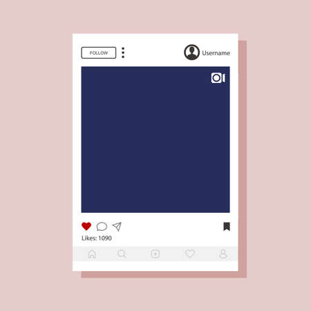 Vector social networks mock up. Interface template for mobile app. Flat design photo or video frame frame vector illustration.のイラスト素材