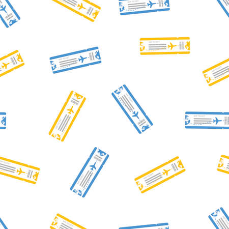 Seamless pattern of flat airline travel boarding pass. Design for web page, fabric, wallpaper, textile, invitations, flyers, brochures.のイラスト素材
