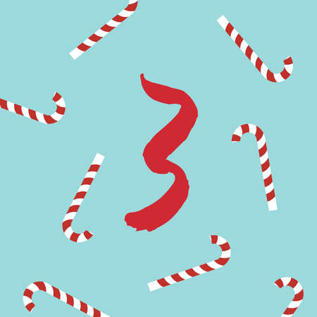 Vector Christmas advent calendar. Winter holidays poster with date 3 december. Cute day decoration. Christmas candy background.のイラスト素材