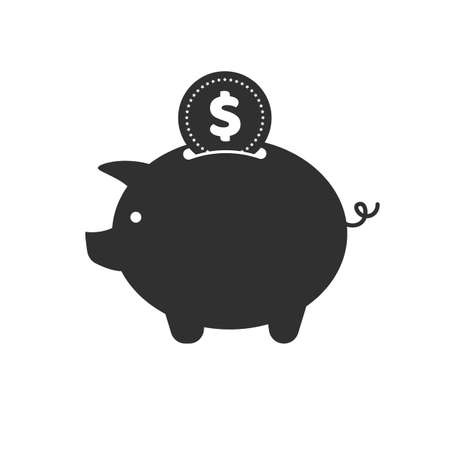 Piggy bank simple black icon. Flat design vector illustration.のイラスト素材