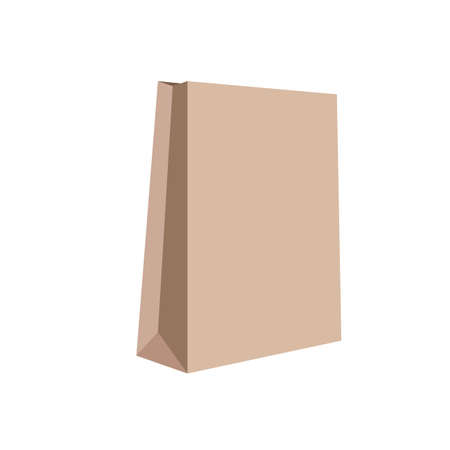 Flat design of brown package mock up. Paper packaging for advertising isolated on white background. Vector illustration.のイラスト素材