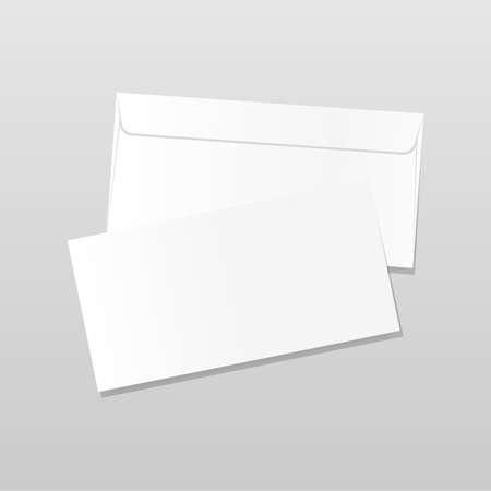 Front and back side envelope mock up. Realistic blank letter template. Paper C4 white envelopes. Vector illustration isolated on transparent background.のイラスト素材