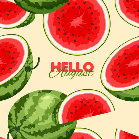 Watermelon seamless pattern. Summer banner concept. Vector illustrationのイラスト素材