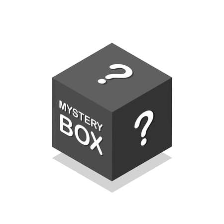 Mystery black box isometric icon. Secret prezent. Lucky prize concept. Vector illustration isolated on white backgroundのイラスト素材