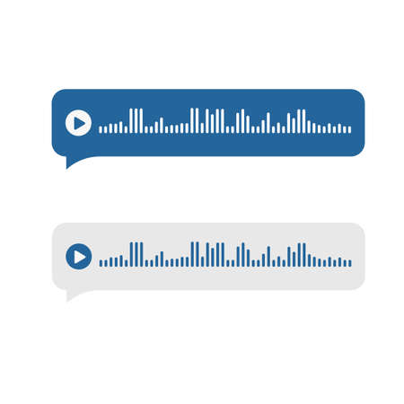 Voice messages bubbles icon. Chat notification template. Audio waves recording. Vector illustration isolated on white backgroundのイラスト素材