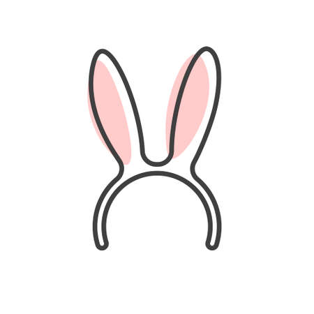 Easter bunny ears mask outline icon. Vector illustration isolated on white background. Happy Easter banner.のイラスト素材