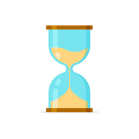 cartoon hourglass icon. Old sandglass with sand inside to measure time. Vector illustration isolated...