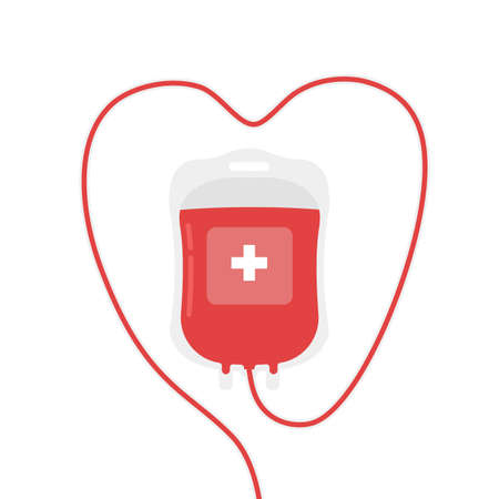 Blood donation bag. World Blood Donor Day. Vector illustration isolated on white background.のイラスト素材