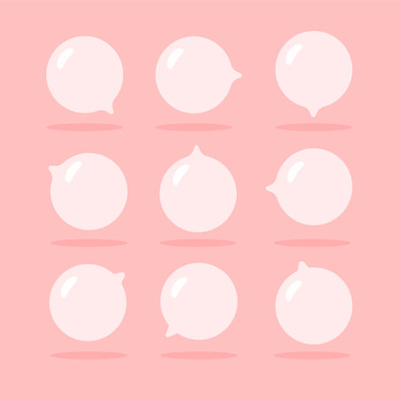 Vector dialog box bubble set isolated on pink background. Half transparent cartoon quotes frames and remarks. Callout template collection.のイラスト素材