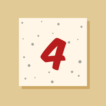 Vector Christmas advent calendar. Winter holidays poster with date 4 of december. Cute day decoration. snowflake background. new year.のイラスト素材