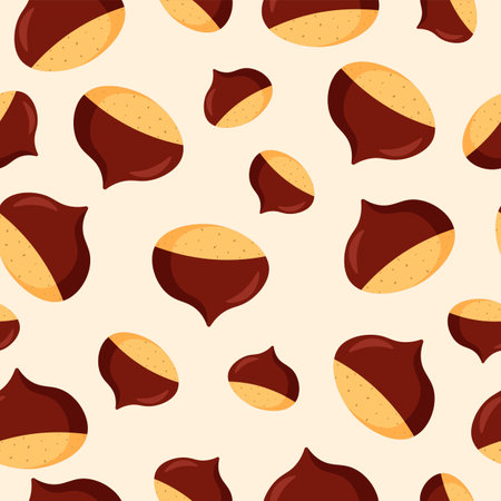 Seamless vector pattern with chestnuts or nuts. Autumn decorative element. Design for web page backgrounds, fabric, wallpaper, textile and decor.のイラスト素材