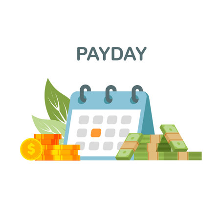 Payment date or payday concept. financial bill calendar. deadline. Vector illustration isolated on white background.のイラスト素材