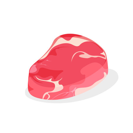 Uncooked fresh meat steak. meat cut. beef tenderloin. Pork chop. Vector illustration in trendy flat style isolated on white background.のイラスト素材