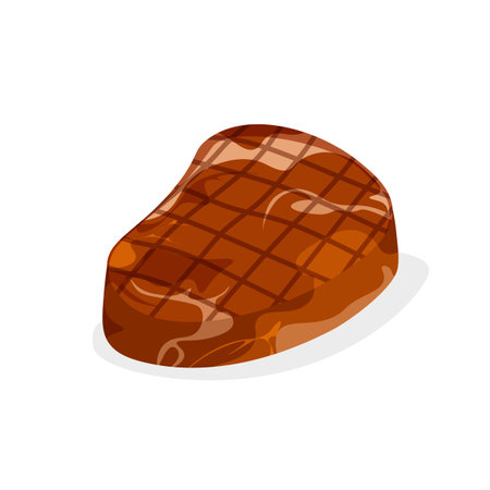 Fried meat steak. meat cut. Grill beef tenderloin. Pork chop. Vector illustration in trendy flat style isolated on white background.のイラスト素材