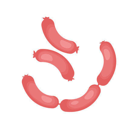 Sausage bundle. Design element for your design. Vector illustration in trendy flat style isolated on white background.のイラスト素材