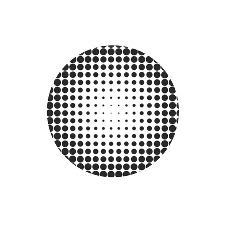 Halftone abstract dotted circle. Round halftones geometric dots gradient. texture template. Vector illustration isolated.のイラスト素材