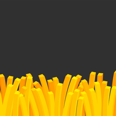 French fries on black background. fast food template banner. Vector illustration isolated.のイラスト素材