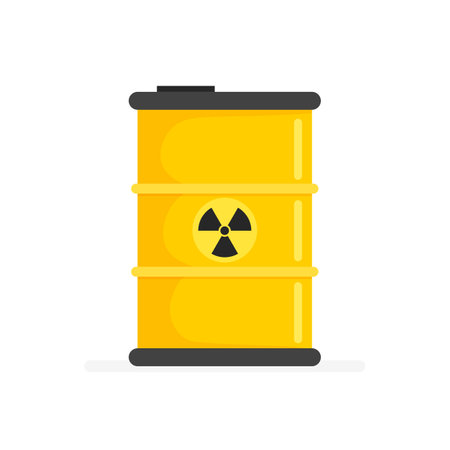 Toxic chemical waste. Biohazard or radioactive barrel. Hazard warning sign. Vector illustration isolated on white background.のイラスト素材