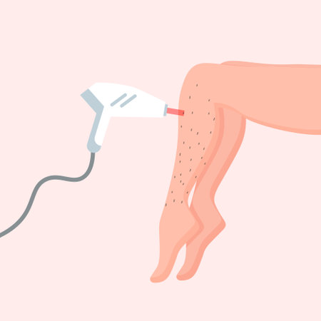 Laser hair removal. Woman smooth and hairy legs. Female beauty salon poster. Vector illustration in trendy flat style isolated on pink background.のイラスト素材