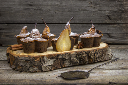 Muffins with spicy pearsの写真素材