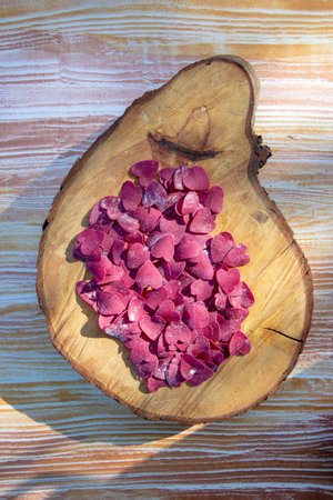 homemade beet paste in the form of hearts
