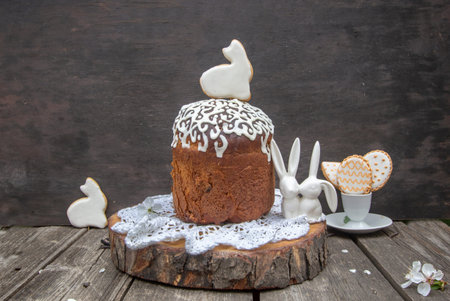 Easter cake with gingerbread bunny