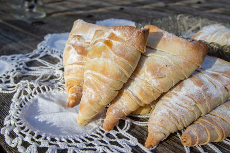 homemade Neapolitan puffs with poppy filling, sfogliatella. Dessert for tea