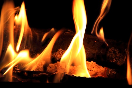 Image with red flame on the black backgroundの写真素材