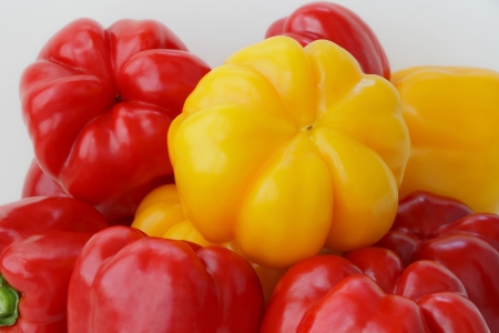 Image of red and yellow raw pepperの写真素材