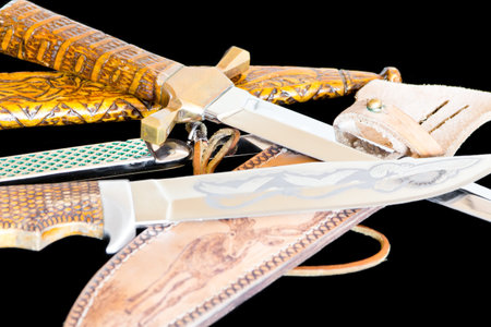 Photo of cold weapon on black backgroundの写真素材