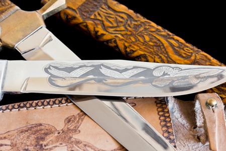 Photo of cold weapon on black backgroundの写真素材