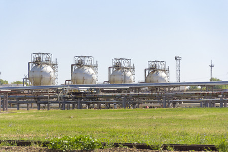A complex oil refinery reservoirs for keepingの写真素材
