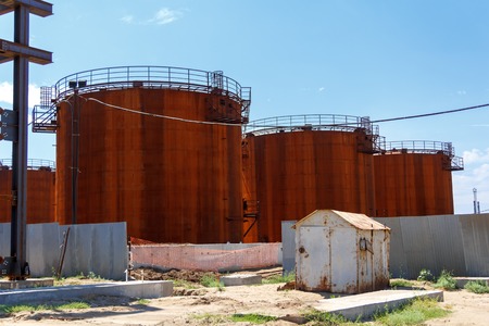 Old fuel tanks on the refinery stationの写真素材