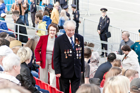 SAMARA, RUSSIA - MAY 9, 2017: Russian veteran on celebration at the parade annual Victory Day, May,...