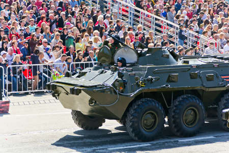 SAMARA, RUSSIA - MAY 9, 2016: Russian military transport at the parade on annual Victory Day, May, 9, 2016 in Samara, Russia.のeditorial素材