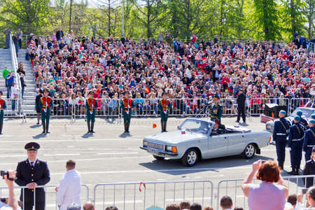 SAMARA, RUSSIA - MAY 9, 2016: Russian ceremony of opening military parade on annual Victory Day, May, 9, 2016 in Samara, Russiaのeditorial素材