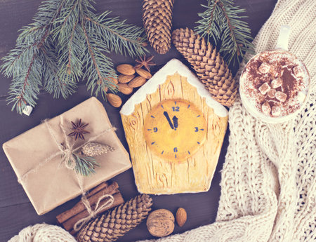 gingerbread house. christmas cookies gingerbread. Homemade Christmas Gingerbread House on a table...