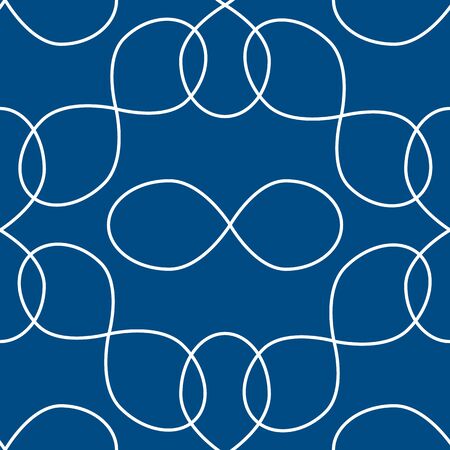 Simple seamless abstract vector pattern of white lines-infinity signs on a classic blue background. Modern design for paper, fabric, packaging, Wallpaper.のイラスト素材