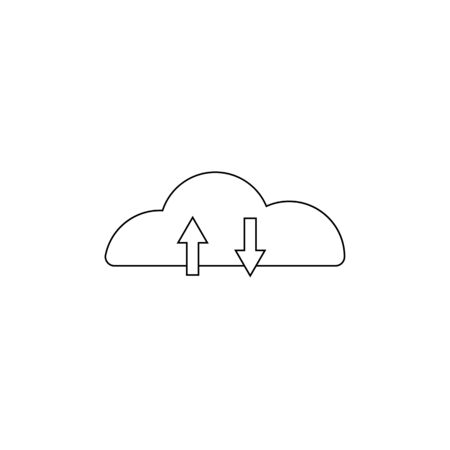 Cloud technology. Linear vector icon with two arrows up and down isolated on white.のイラスト素材