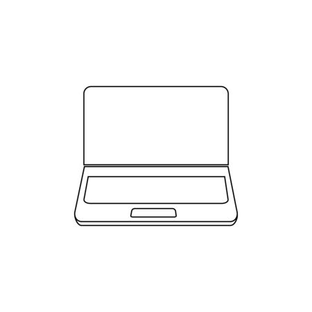 Laptop black outline icon. Personal laptop computer. Simple vector illustration isolated on white background.のイラスト素材