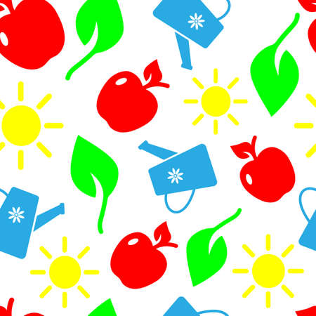 Gardening seamless pattern. Colorful vector illustration.のイラスト素材