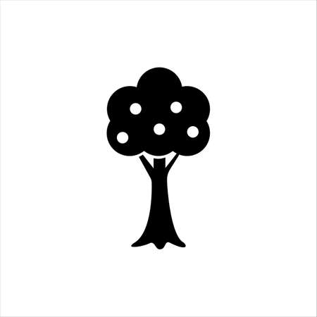 Apple tree glyph icon. Solid vector black icon. Logo illustration. Symbol of a garden or farm.のイラスト素材
