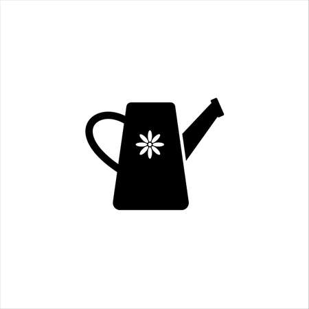 Watering can glyph icon. Solid vector black icon isolated on a white background. Logo illustration. Symbol of a garden or farm.のイラスト素材