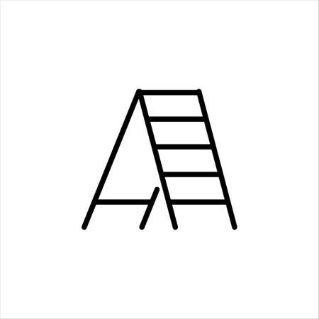 Ladder glyph icon. Stepladder solid vector black icon isolated on a white background. Logo illustration. Equipment for repair, building, garden or farm.のイラスト素材