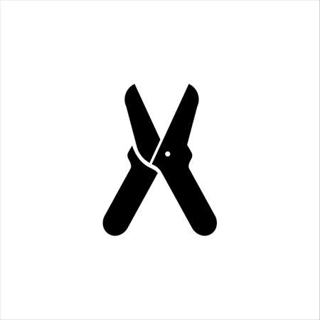 Garden pruner glyph vector icon isolated on a white background. Secateur clippers garden.のイラスト素材