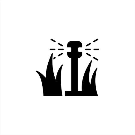 Irrigation sprinklers glyph icon, isolated on a white background. Watering equipment. Logo illustration.のイラスト素材