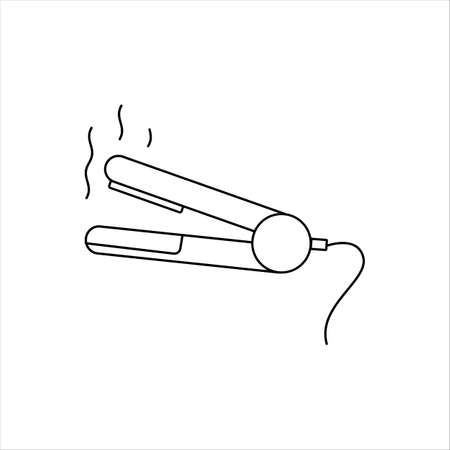 Hair straightener vector icon. Professional hair styling. Iron for hairs vector line icon for for website design, mobile and infographics isolated on white background.のイラスト素材