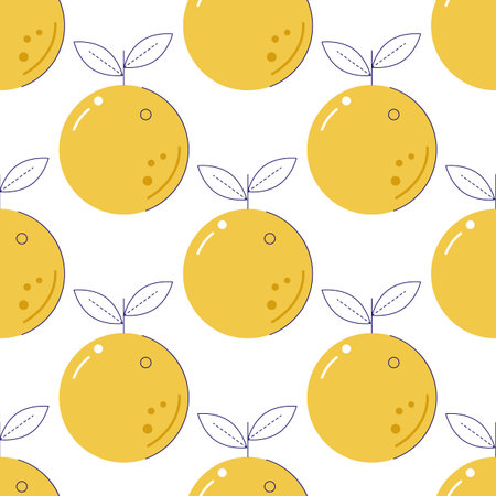 Tropical vector seamless pattern with oranges. Orange fruits background. Bright template for your...