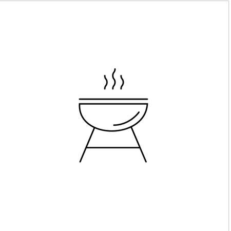BBQ vector icon. Logo illustration. Black outline icon isolated on a white background.のイラスト素材